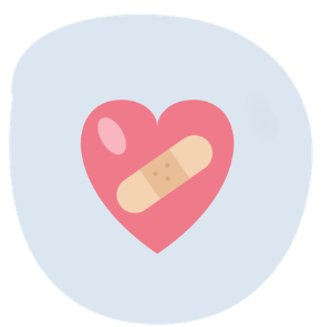 Cœur rose avec un pansement posé en diagonale