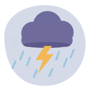Nuage d'orage sombre avec éclair et pluie