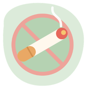 Cigarette barrée dans un panneau d'interdiction rouge
