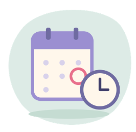 Calendrier avec une date entourée et une horloge