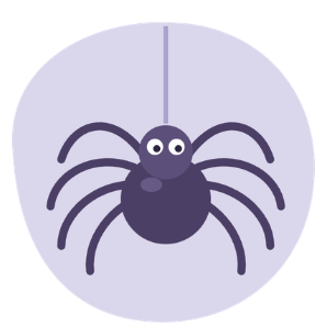 Grosse araignée violette suspendue à son fil