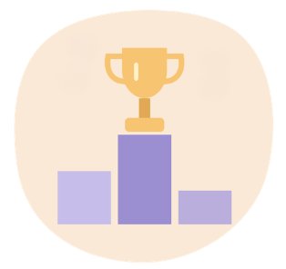 Podium avec un trophée doré
