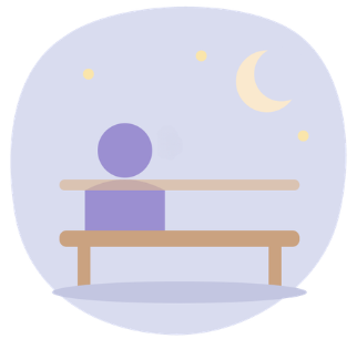 Personne assise seule sur un banc, de nuit, sous la lune